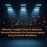 Visual of automation icons for insurance renewal reminders using HubSpot workflows.