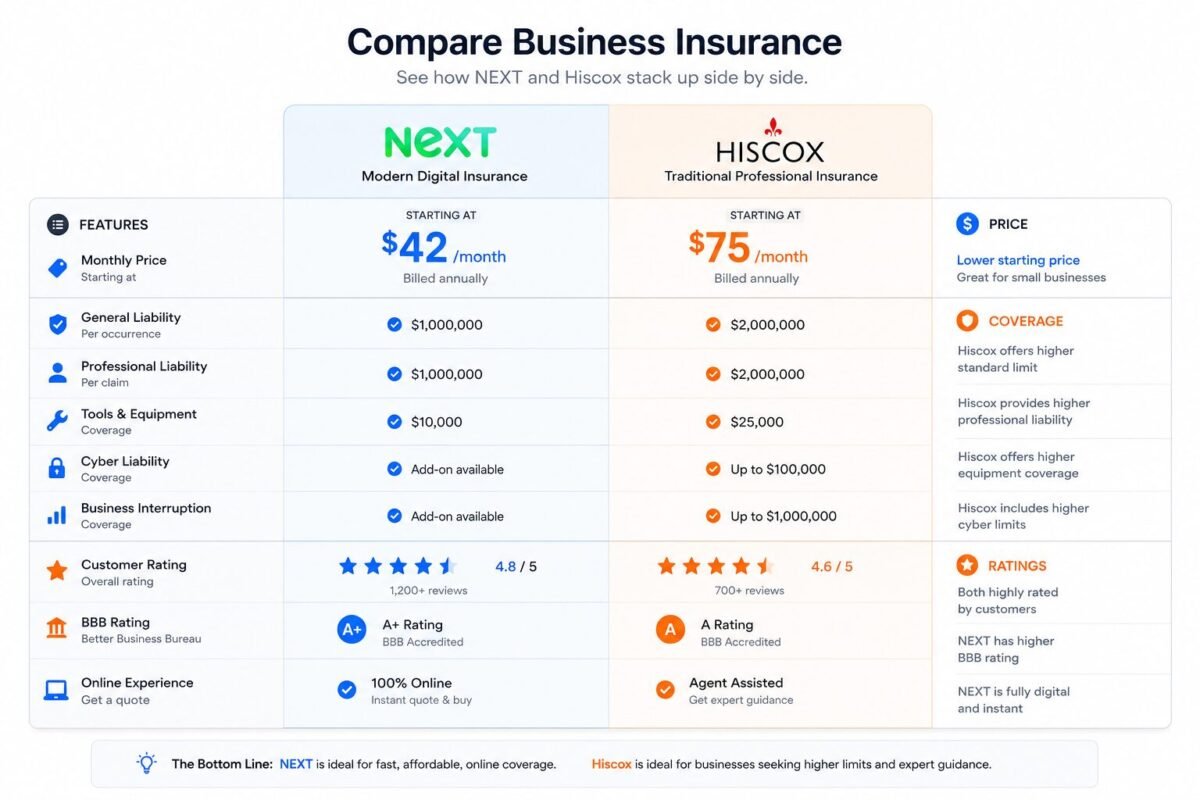 Next Insurance vs Who Should Choose Hiscox